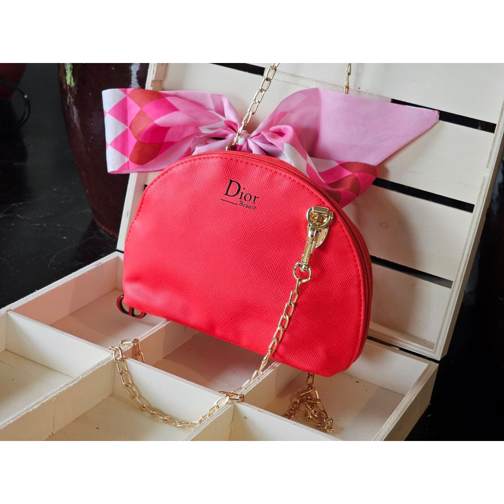 Christian Dior Red Clutch w/Crossbody Chain, Charms & Twilly Added NWOT - Picture 2 of 15